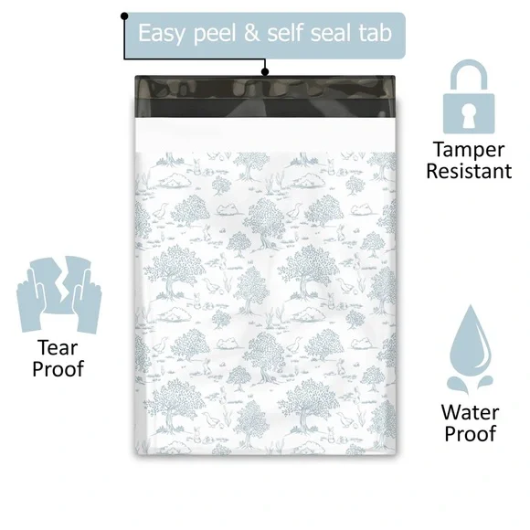 Blue Toile Poly Mailers 10x13 Pack of 25 - Picture 5 of 9